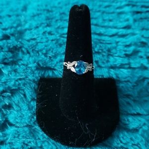 Sterling silver and Aquamarine Ring, size 7